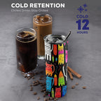 Colourful Cats - 20oz Tall Skinny Tumbler with Lid and Straw