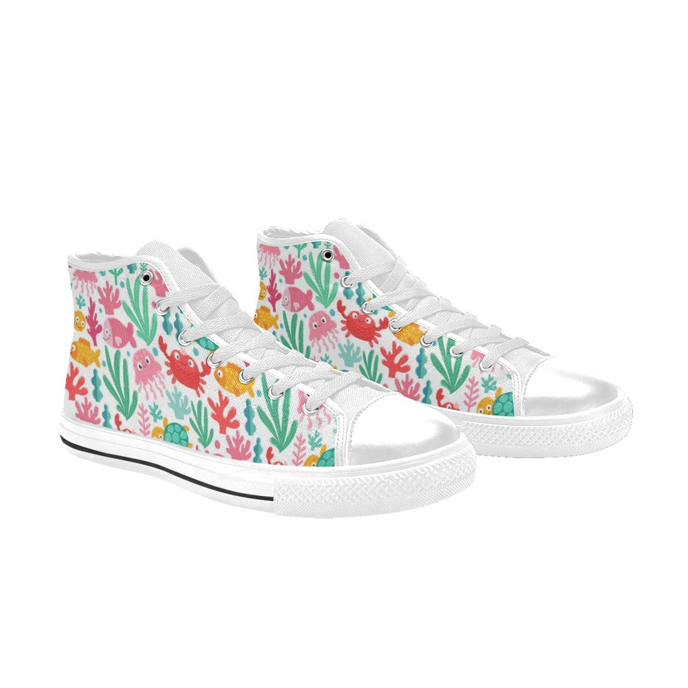 Under The Sea - Kids High Top Canvas Shoes