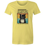 Shhh, My Coffee And I Are Having A Moment, Cat - Womens T-shirt Yellow Womens T-shirt animal Coffee Printed In Australia