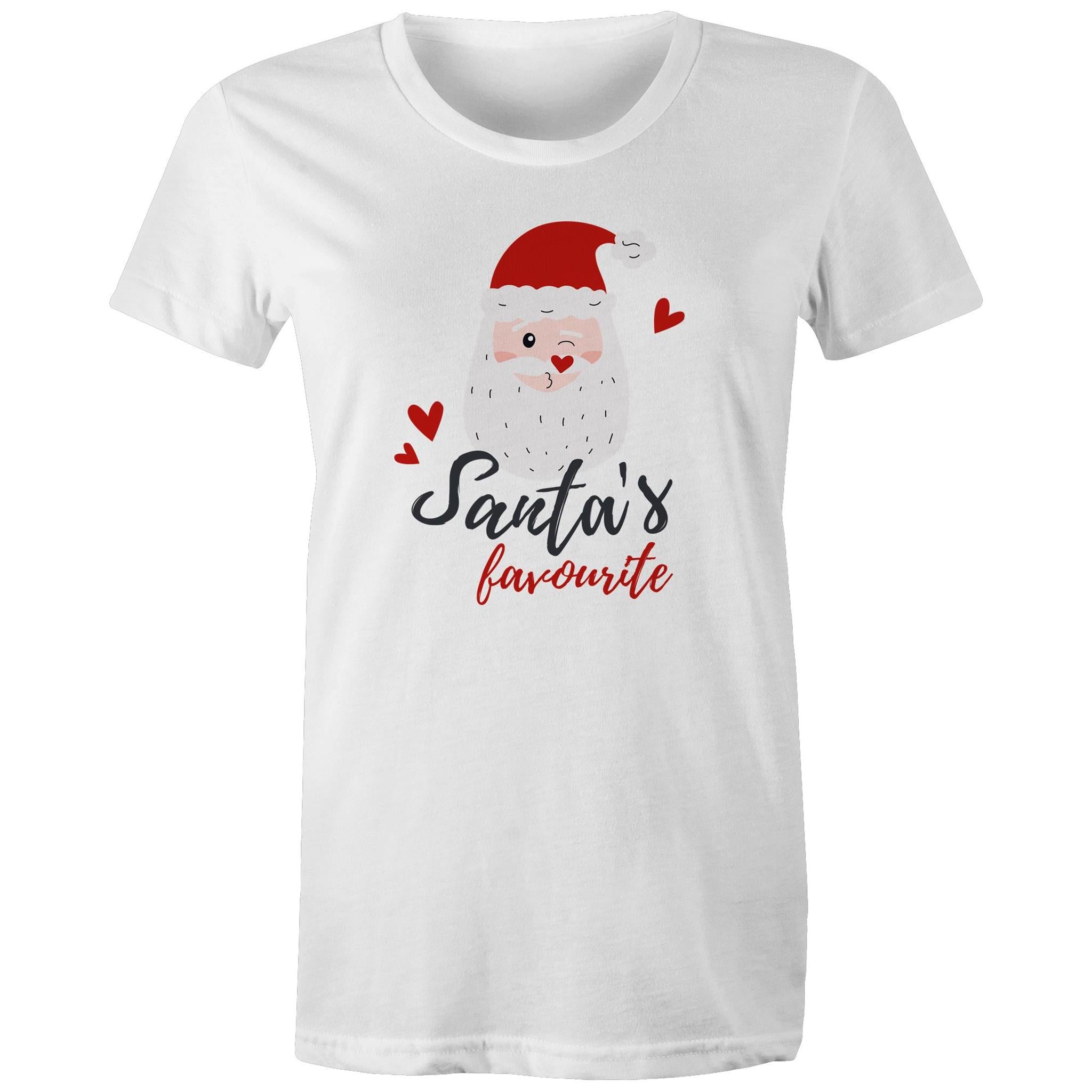Santa's Favourite - Womens T-shirt White Womens Christmas T-shirt Christmas Printed In Australia
