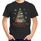 All Booked For Christmas - Kids Youth T-Shirt Black Kids Christmas T-shirt Christmas Printed In Australia