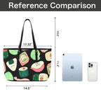 Happy Sushi - Leather Tote Bag-Large