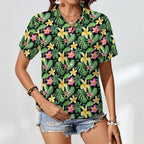 Frangipani Women's Collared Pocketless Short Sleeve Shirt