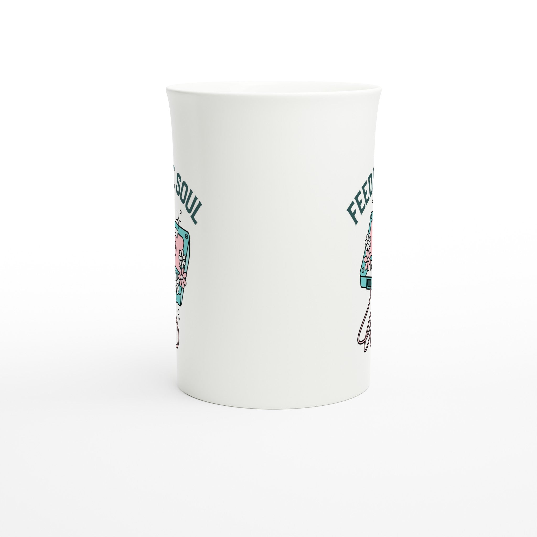 Music Feeds The Soul - White 10oz Porcelain Slim Mug Porcelain Mug Globally Fulfilled Music