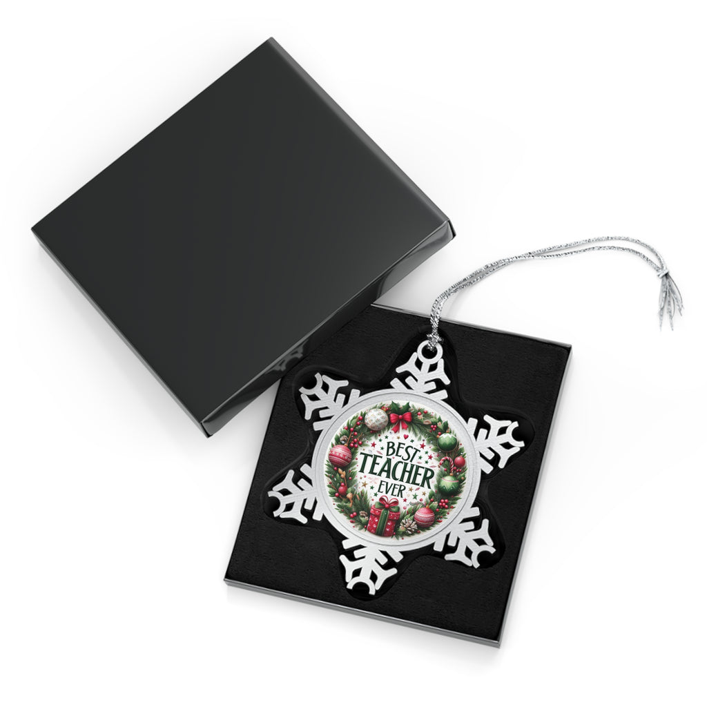 Best Teacher Ever Pewter Snowflake Ornament