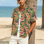 Vintage Hawaiian Floral Men's Crinkle Hawaiian Shirt