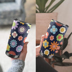 Groovy Flowers 20oz Mobile Tumbler with Lid (Black Lock) 20oz Travel Mug Plants Printed Offshore Retro