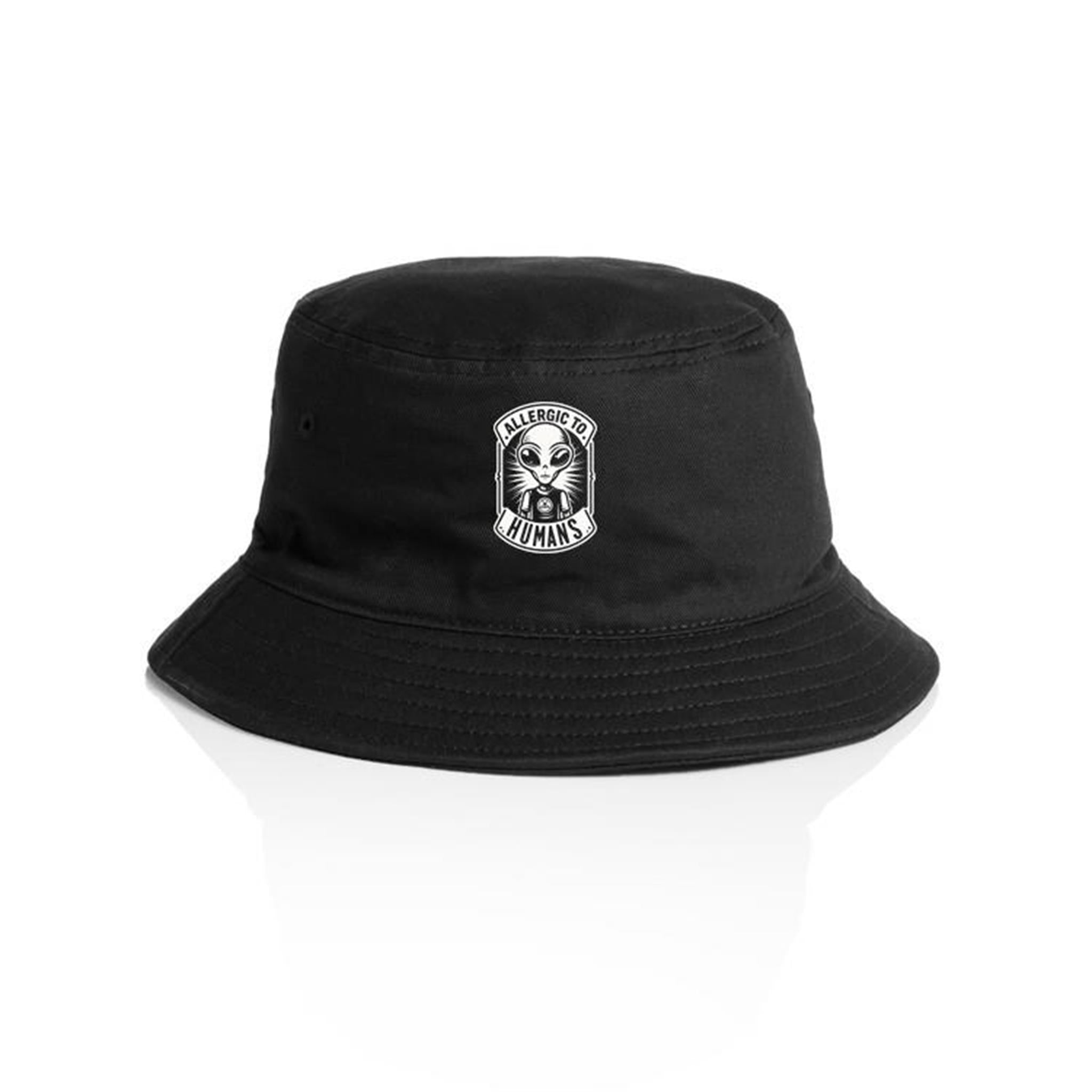 Alien, Allergic To Humans - AS Colour Bucket Hat Black One Size As Colour Bucket Hat Printed In Australia Sci Fi