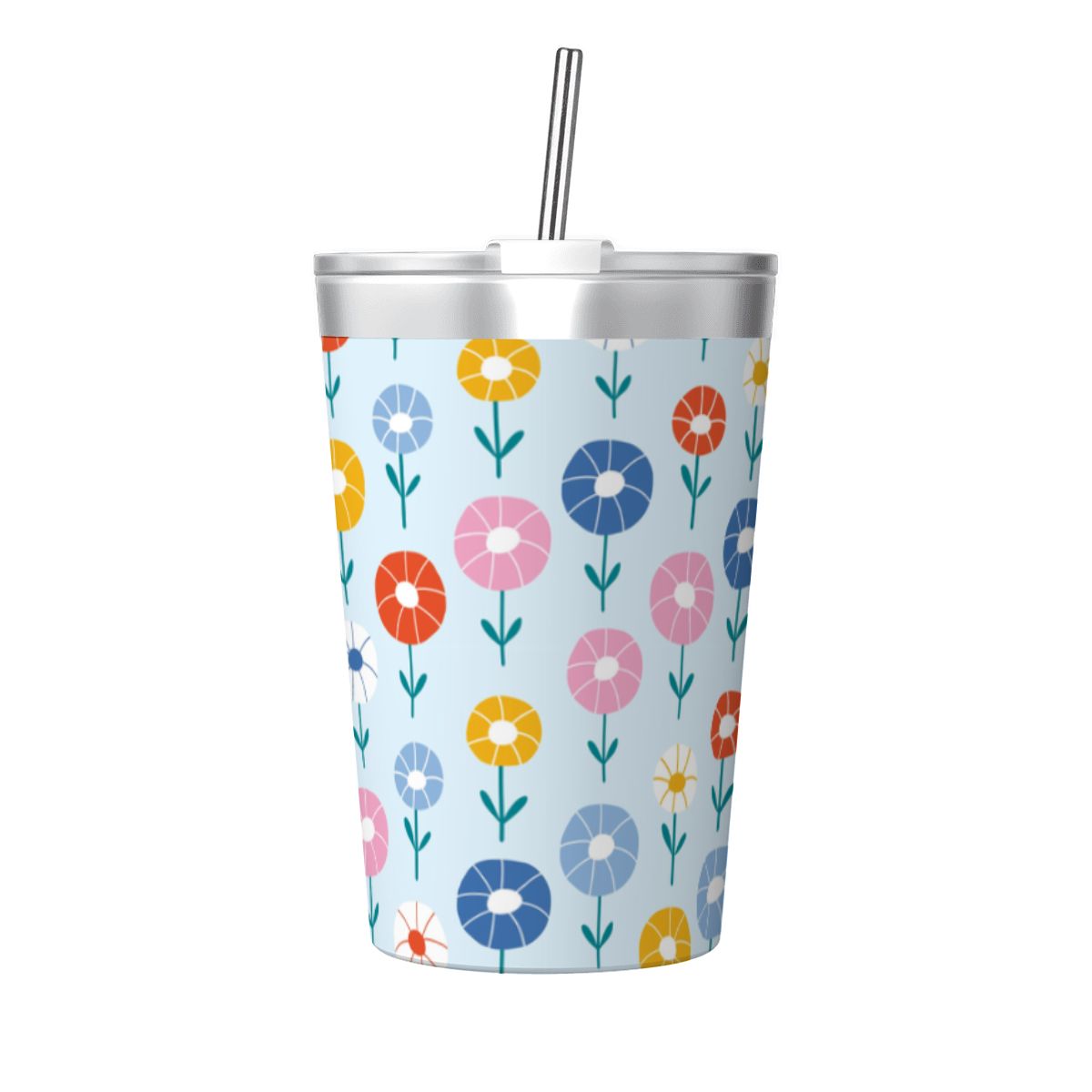 Abstract Cute Flowers Small Stainless Steel Travel Mug Cup 12oz/350ml