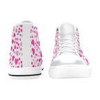 Pink Hearts On White Women's High Top Canvas Shoes Womens Classic High Top Shoes Love Printed Offshore