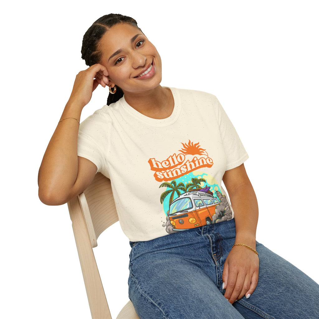 Hello Sunshine, Beach Van - Unisex Softstyle T-Shirt