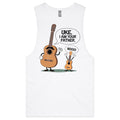Guitar And Ukulele, I Am Your Father Mens Men's AS Colour Drop Arm Tank Top White Drop Arm Tank Top Dad Music Printed In Australia