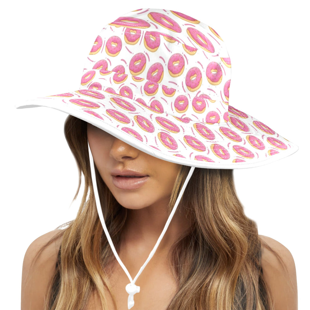 Pink Donuts Wide Brim Bucket Hat Wide Brim Bucket Hat Food Printed Offshore