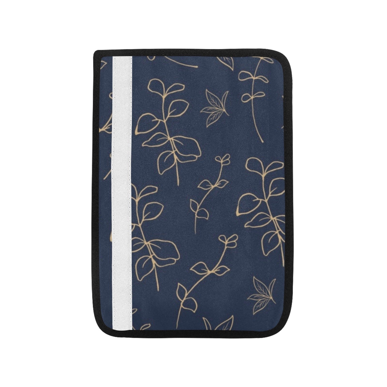Gold Flowers On Navy Car Seat Belt Cover 7''x10'' (Pack of 2) Car Seat Belt Cover 7x10 (Pack of 2) Printed Offshore