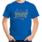 Wow - Kids Youth T-Shirt Bright Royal Kids Youth T-shirt comic Printed In Australia
