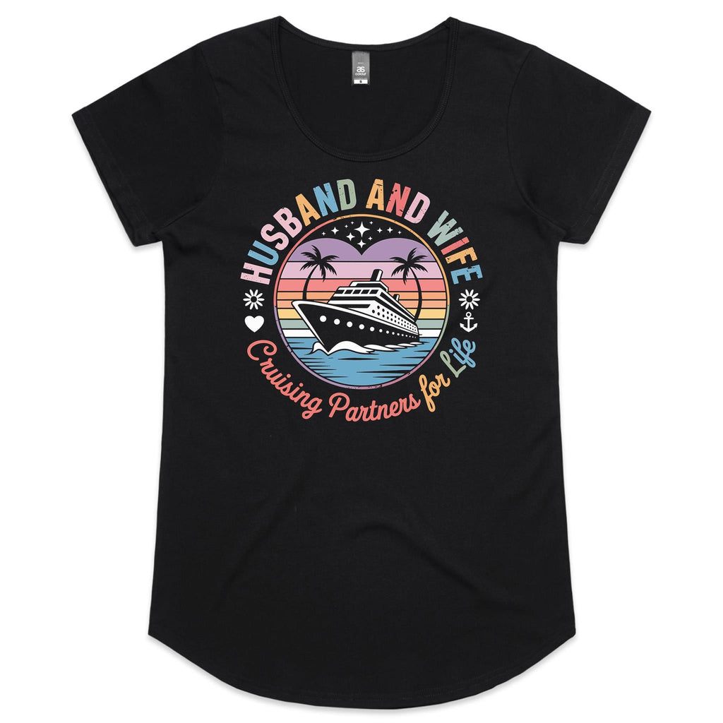 Husband And Wife, Cruising Partners For Life Womens Cruise Scoop Neck T-Shirt Black Womens Cruise Scoop Neck T-shirt Cruise Printed In Australia
