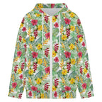 Tropical Flowers On White Women's Full-Zip Hoodie