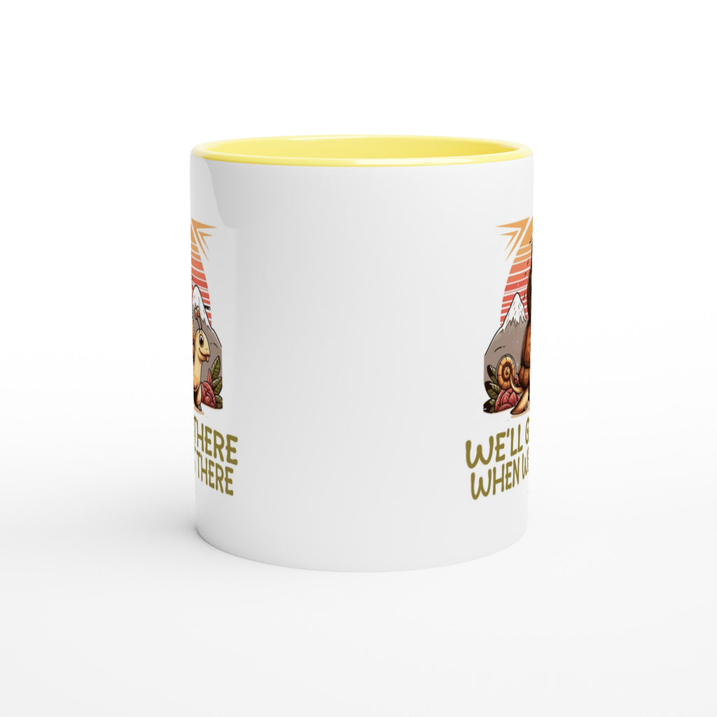 Sloth Race, We'll Get There When We Get There - White 11oz Ceramic Mug with Colour Inside Colour 11oz Mug animal Globally Fulfilled