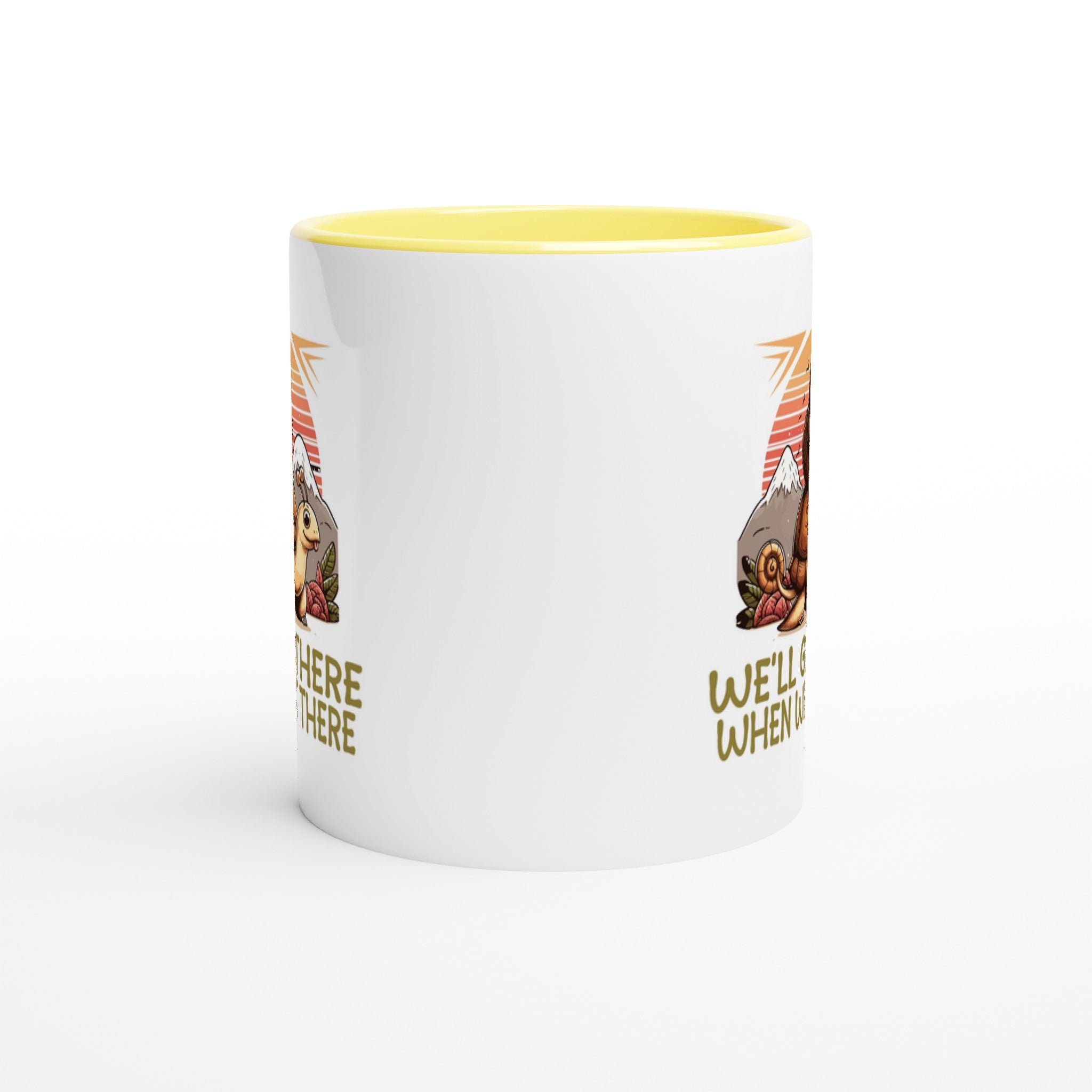 Sloth Race, We'll Get There When We Get There - White 11oz Ceramic Mug with Colour Inside Colour 11oz Mug animal Globally Fulfilled