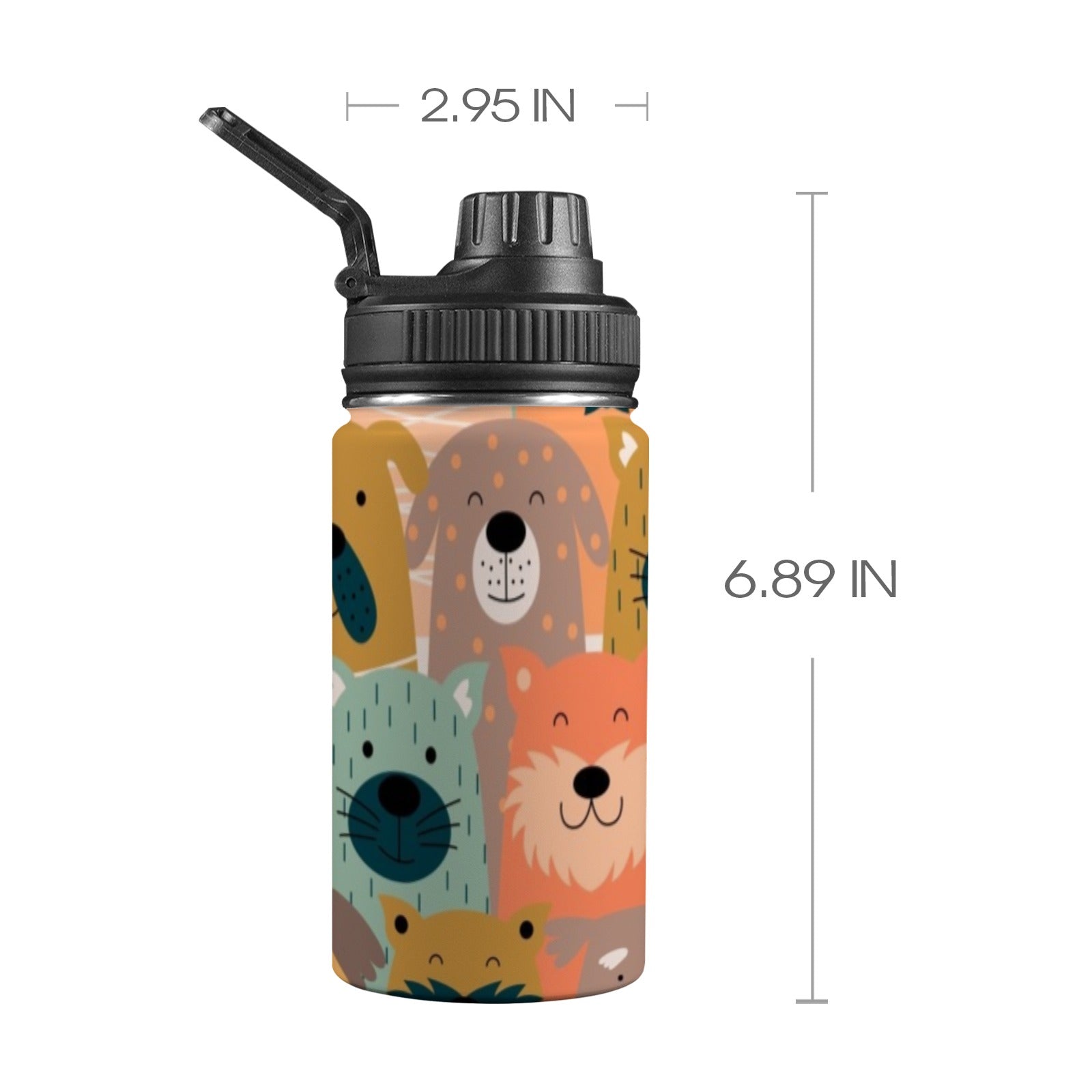 Lots Of Dogs - Kids Water Bottle with Chug Lid (12 oz) One Size Kids Water Bottle with Chug Lid animal Printed Offshore