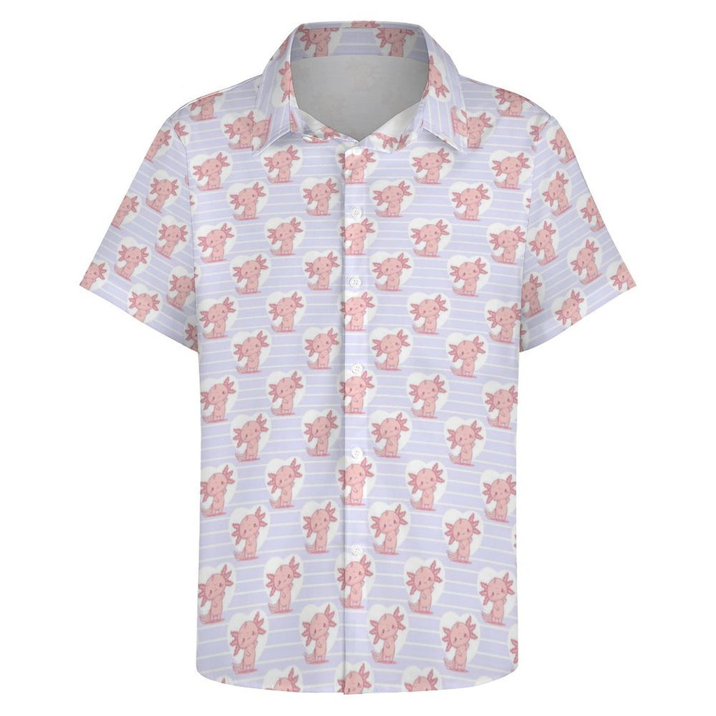 Axolotl Love Women's Collared Pocketless Short Sleeve Shirt