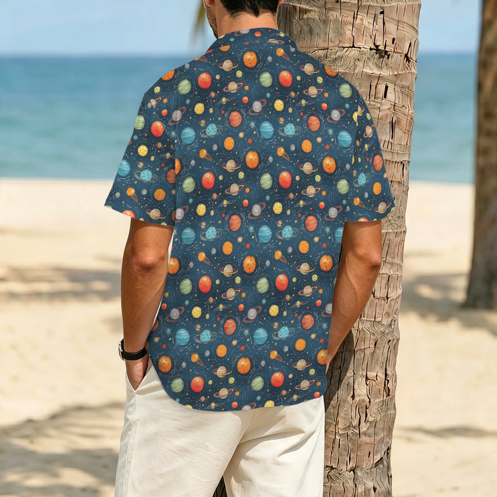 Galaxy Men's Crinkle Hawaiian Shirt