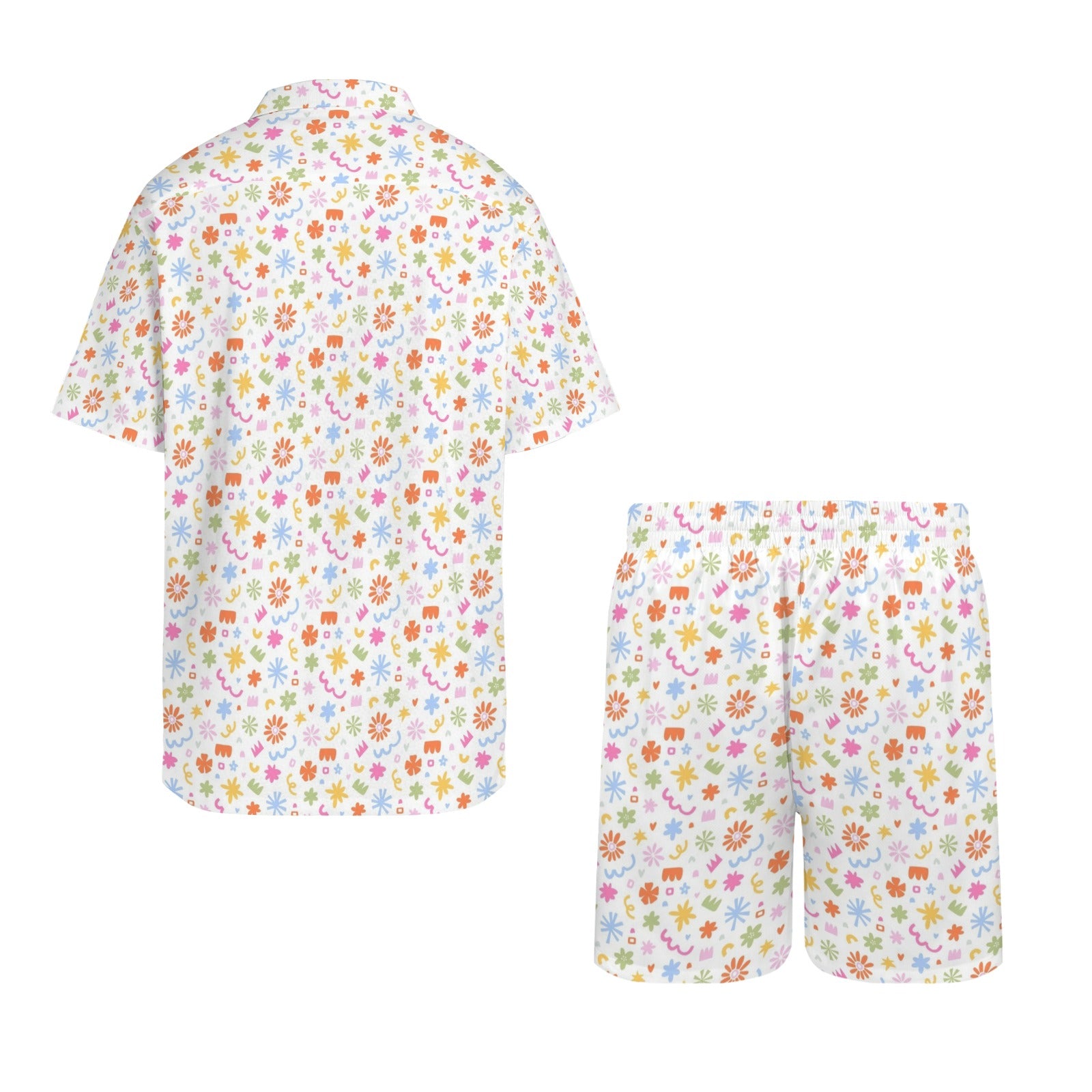 Abstract Colourful Shapes Men's Hawaiian Shirt & Shorts Set Men's Hawaiian Shirt & Shorts Set Printed Offshore