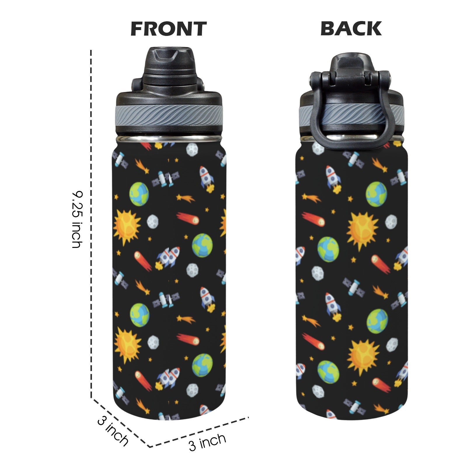 Busy Space - Insulated Water Bottle with Dual-Use Lid (18oz) Insulated Water Bottle with Dual-Use Lid (18oz) Printed Offshore Space