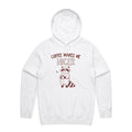 Coffee Makes Me Nicer, Raccoon Men's AS Colour Hoodie White Mens Hoodie animal Coffee Printed In Australia