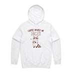 Coffee Makes Me Nicer, Raccoon - Mens Hoodie White Mens Hoodie animal Coffee Printed In Australia