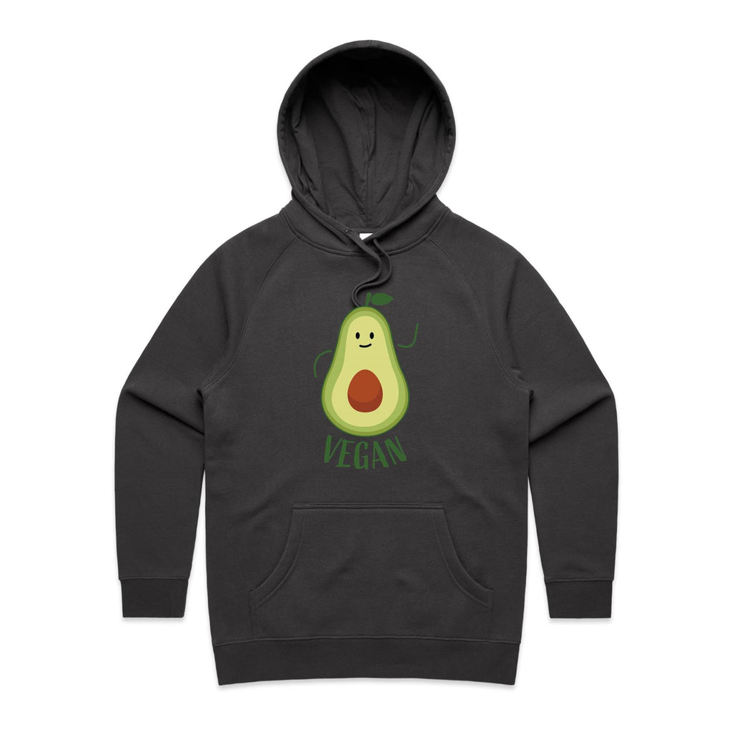 Vegan Avocado - Womens Hoodie Coal Womens Hoodie Food Printed In Australia