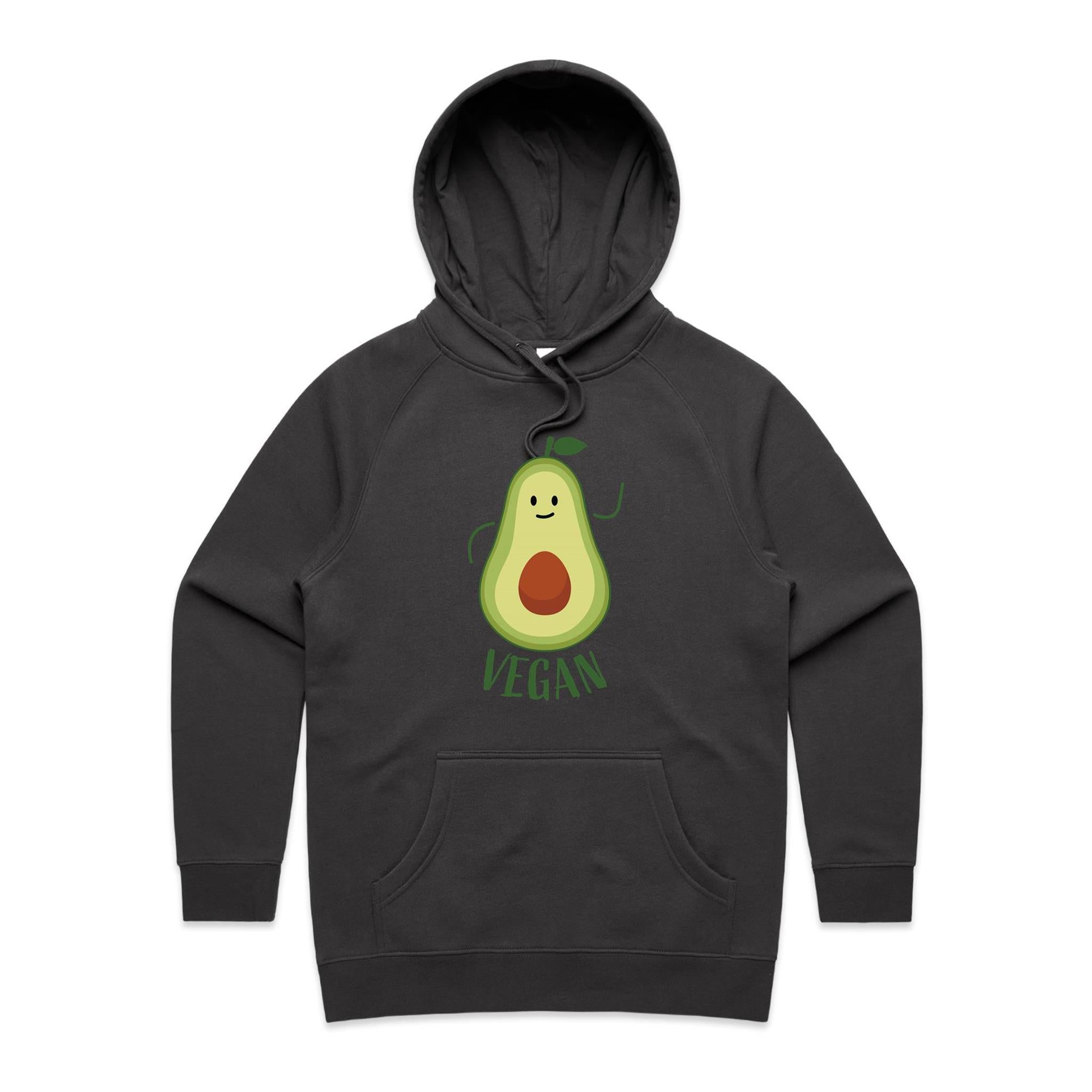 Vegan Avocado - Womens Hoodie Coal Womens Hoodie Food Printed In Australia