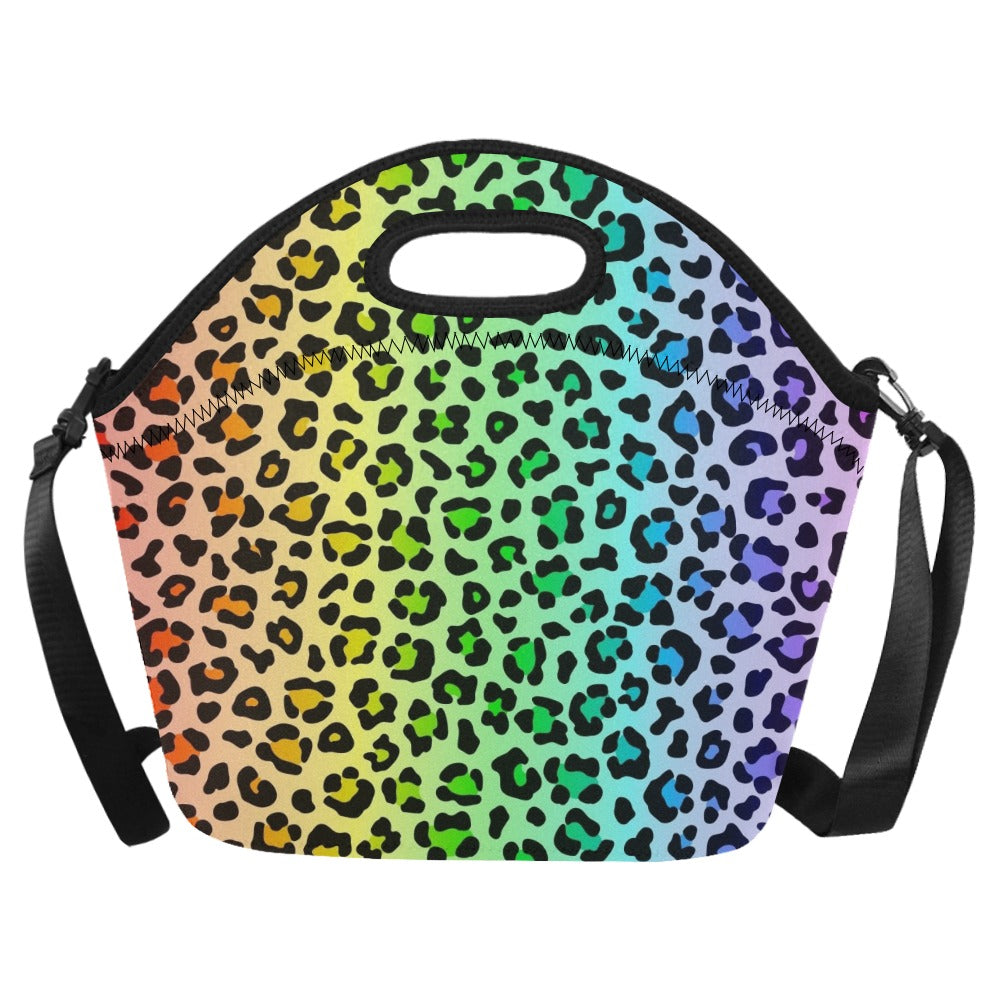 Rainbow Leopard Print Neoprene Lunch Bag/Large (Model 1669) One Size Neoprene Lunch Bag animal Printed Offshore