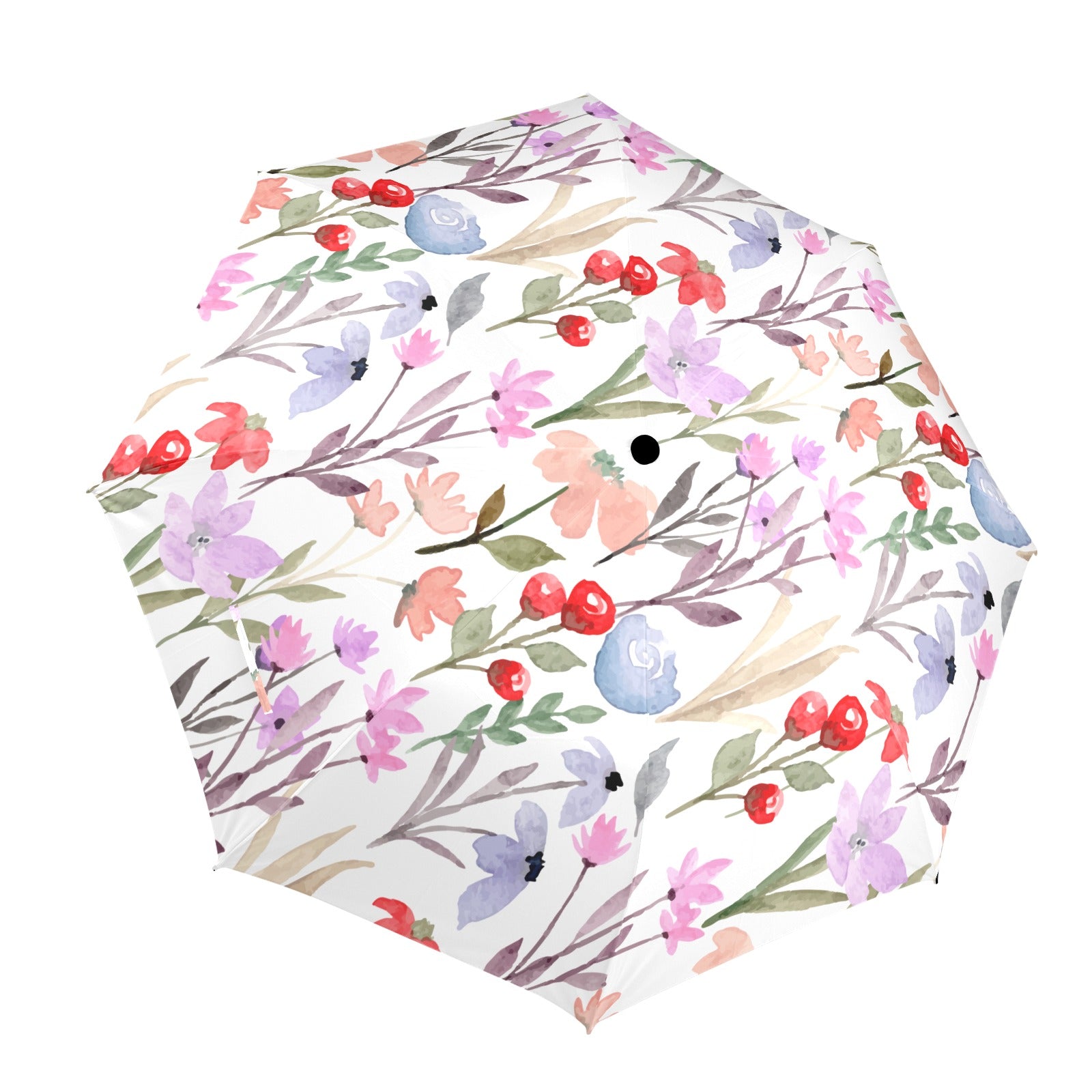 Floral Watercolour - Semi-Automatic Foldable Umbrella (Model U12) One Size Semi-Automatic Foldable Umbrella (U12)