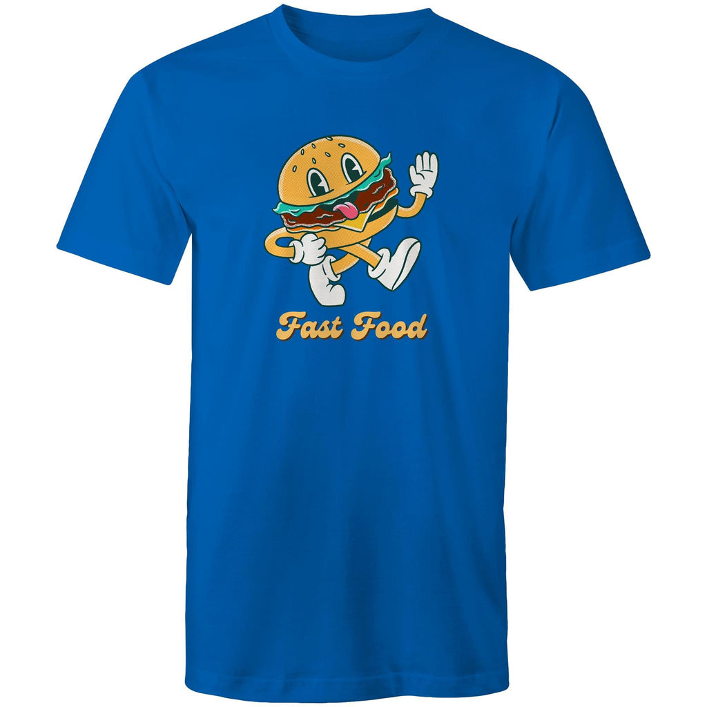 Fast Food, Hamburger - Mens T-Shirt Bright Royal Mens T-shirt Food Printed In Australia Retro
