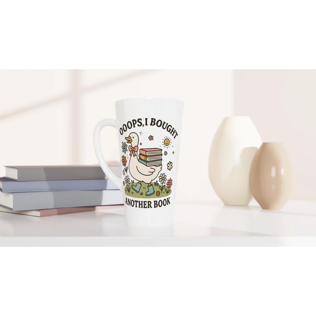Oops, I Bought Another Book - White Latte 17oz Ceramic Mug Latte Mug animal Globally Fulfilled Reading