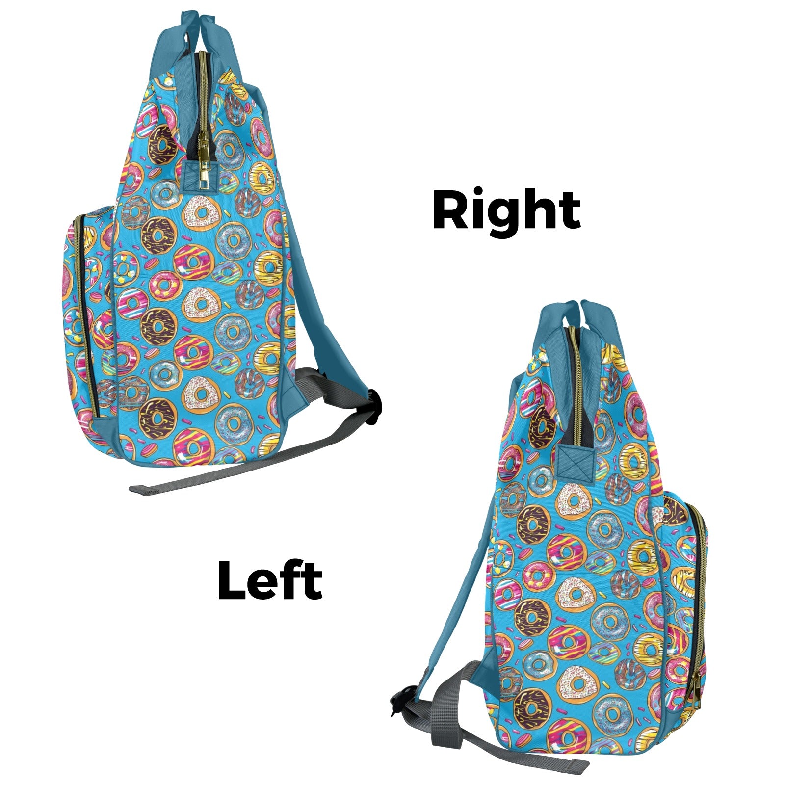 Doughnuts On Blue Multi-Function Backpack, Nappy / Diaper Bag Multi-function Backpack, Nappy / Diaper Bag Food Printed Offshore