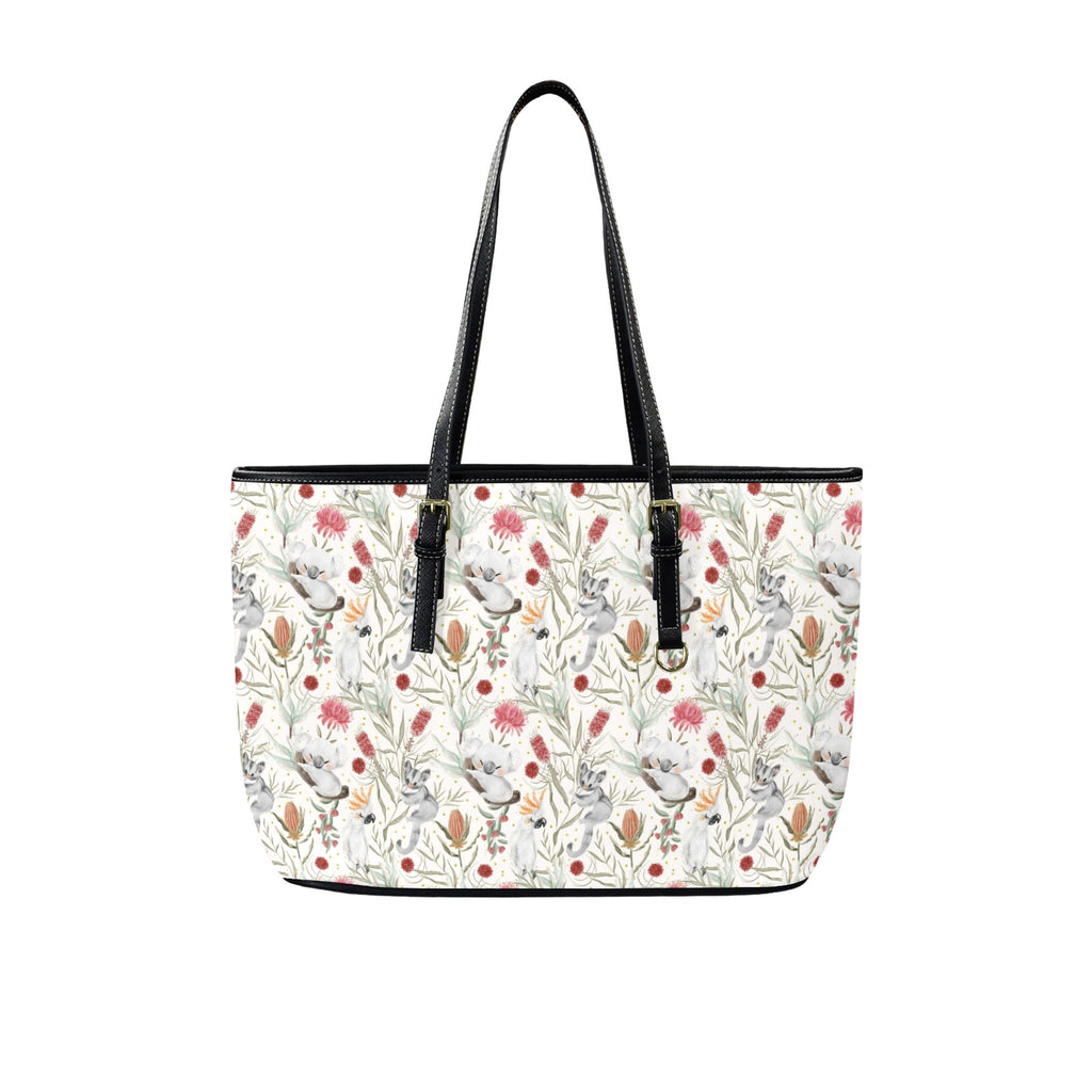 Australian Plants And Animals PU Leather Tote Bag Large
