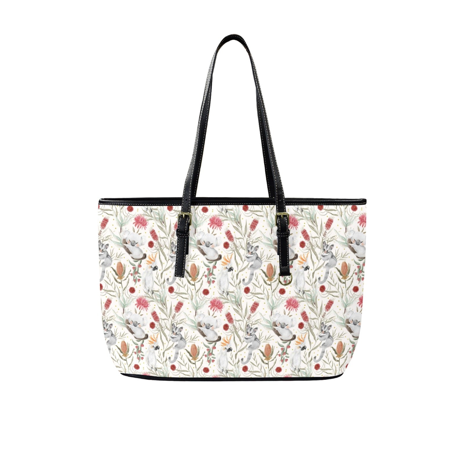Australian Plants And Animals PU Leather Tote Bag Large