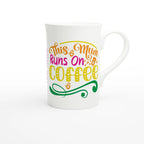 Personalised - This Mum Runs On Coffee - White 10oz Porcelain Slim Mug Personalised Porcelain Mug customise Globally Fulfilled Mum personalise
