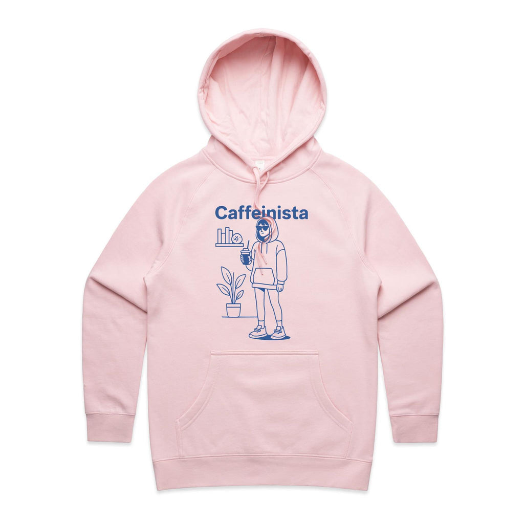 Caffeinista, Caffeine Women's AS Colour Hoodie Pink Womens Hoodie Coffee Printed In Australia