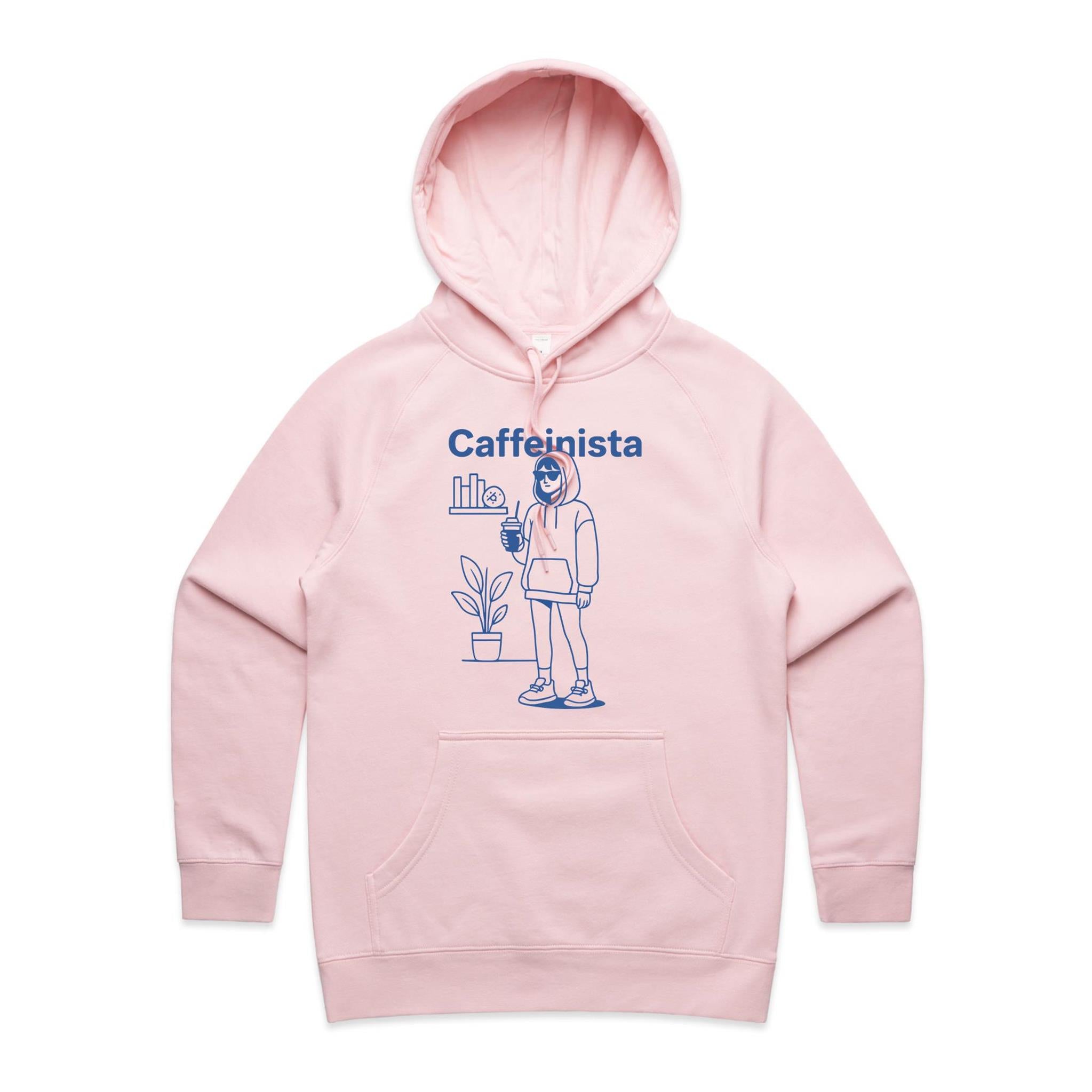 Caffeinista, Caffeine Women's AS Colour Hoodie Pink Womens Hoodie Coffee Printed In Australia