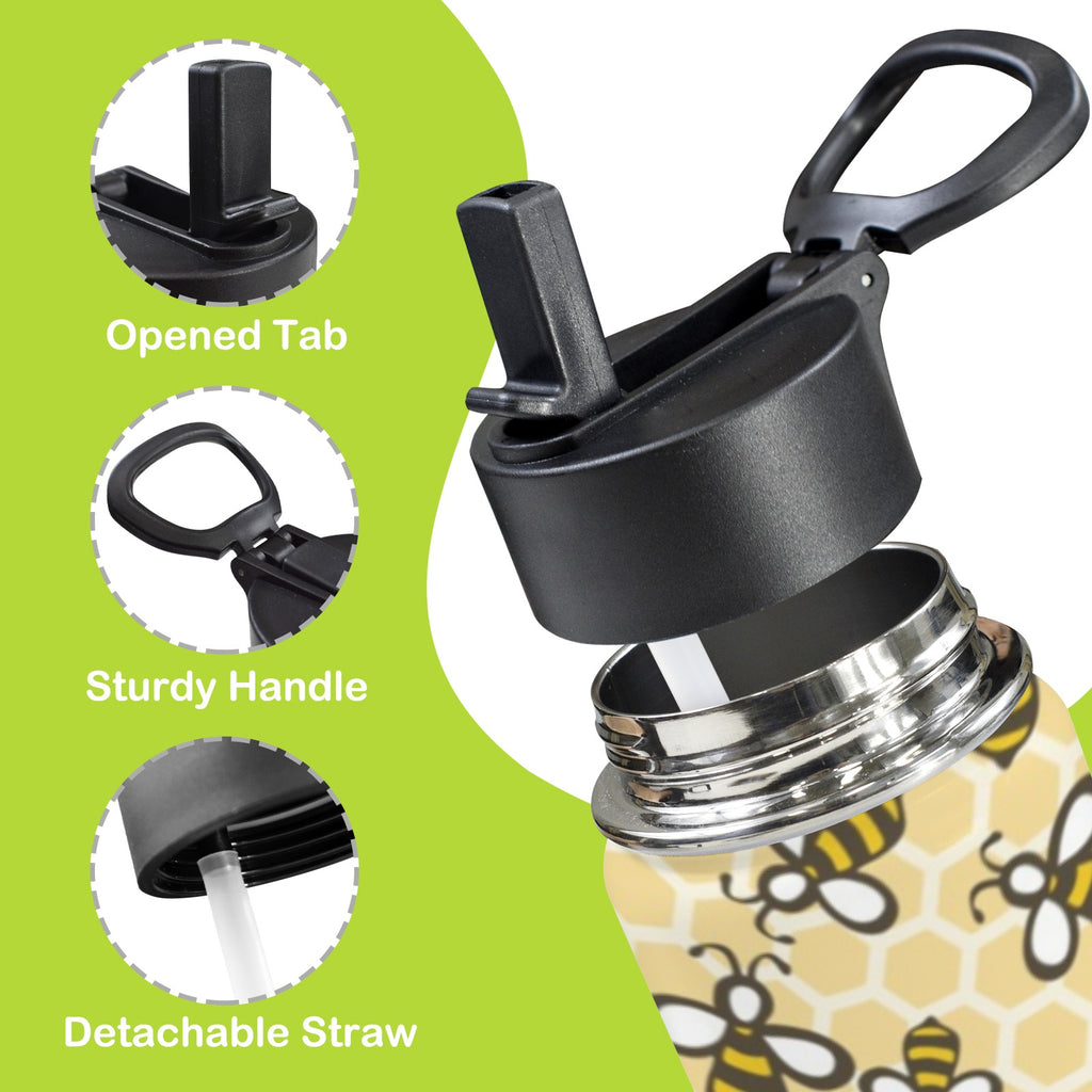 Cute Cartoon Bee 12oz Kids Water Bottle with Straw Lid
