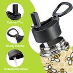 Cute Cartoon Bee 12oz Kids Water Bottle with Straw Lid