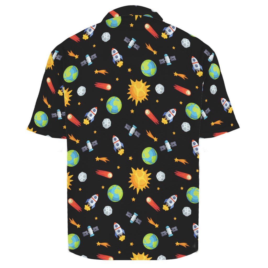 Busy Space Men's Crinkle Hawaiian Shirt