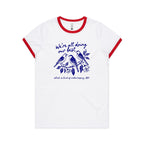 Birds, We're All Doing Our Best, Embarrassing tbh AS Colour Women's Ringer Tee White Red Womens Ringer T-shirt animal Birds Printed In Australia