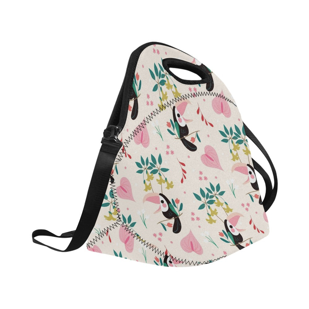 Toucans In Pink Neoprene Lunch Bag/Large (Model 1669) Neoprene Lunch Bag animal Printed Offshore