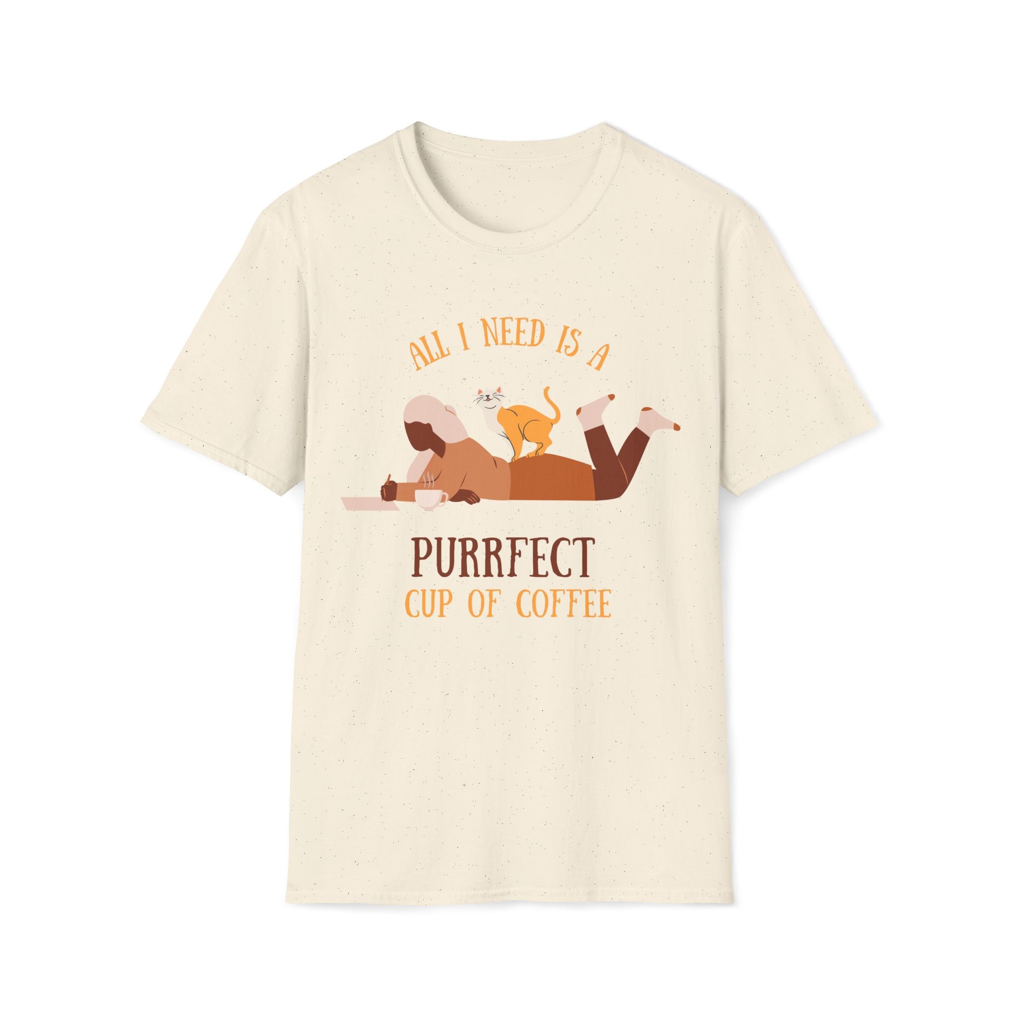 All I Need Is A Purrfect Cup Of Coffee - Unisex Softstyle T-Shirt