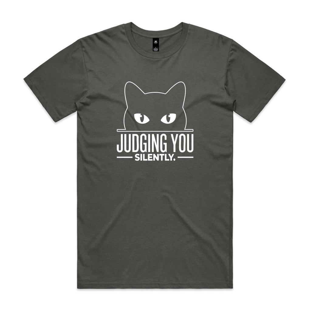 Judging You Silently Cat Men's AS Colour T-shirt Charcoal Mens T-shirt animal Printed In Australia