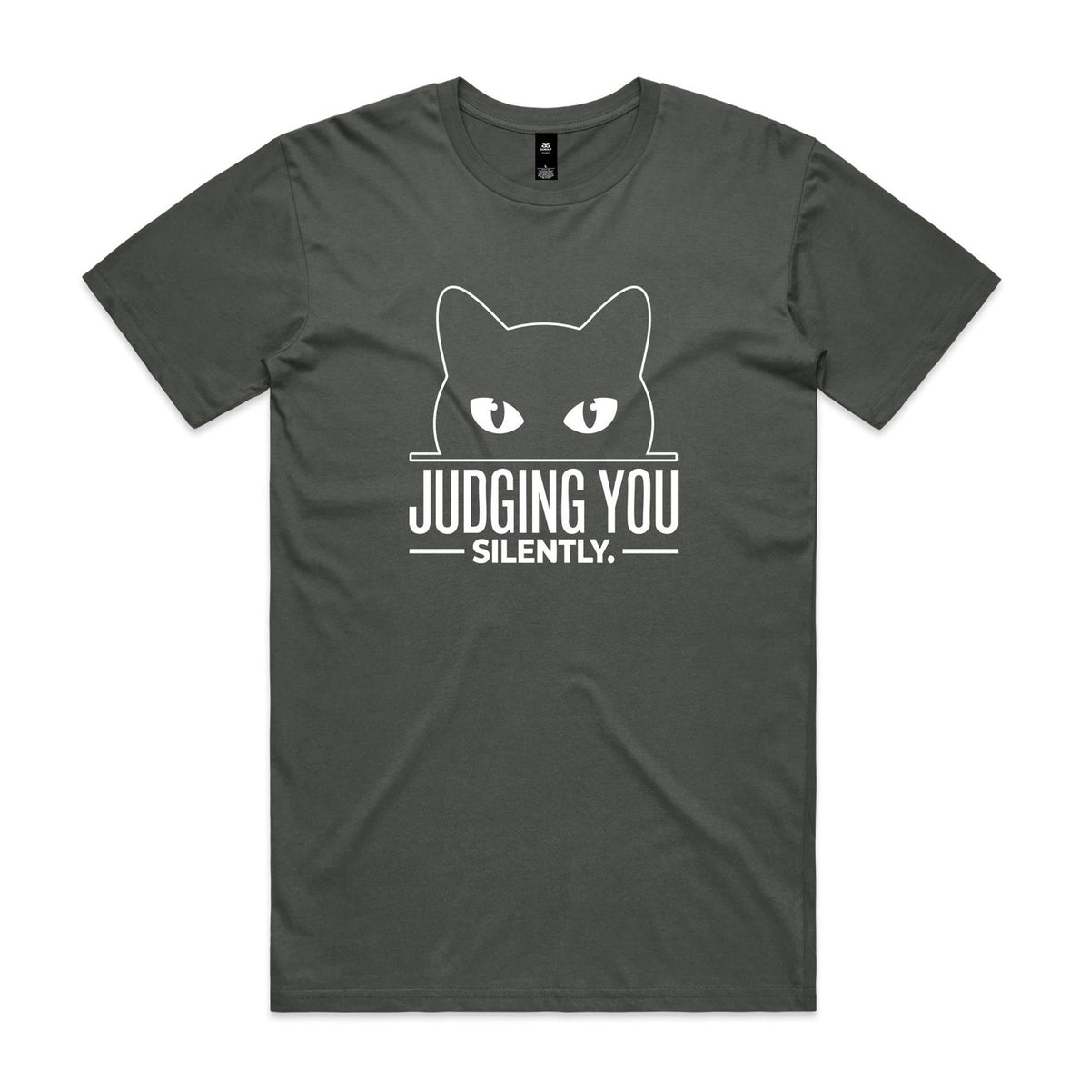 Judging You Silently Cat Men's AS Colour T-shirt Charcoal Mens T-shirt animal Printed In Australia